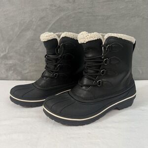 Crocs Boots Womens Size 9 Black Faux Fur Lined Winter Snow Insulated 203430